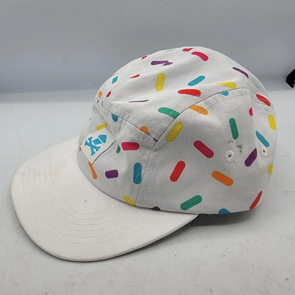 Johnny Cupcakes Unisex Adults White Sprinkles 5 Panel Hat Adjustable Lightweight - Picture 3 of 11